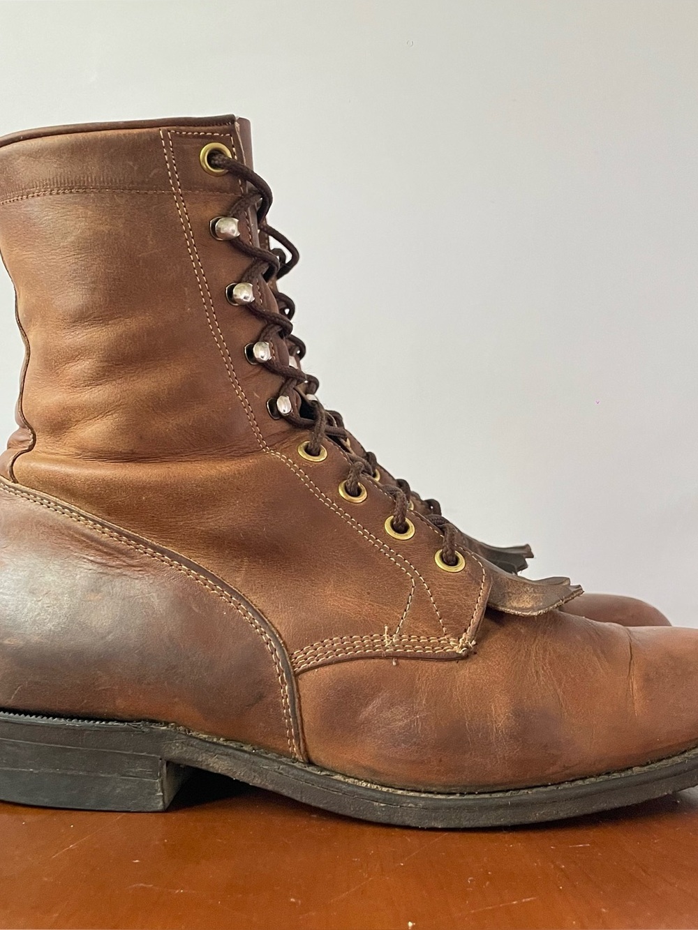 Boulet Brown Leather Lace-Up Boots | US 7
